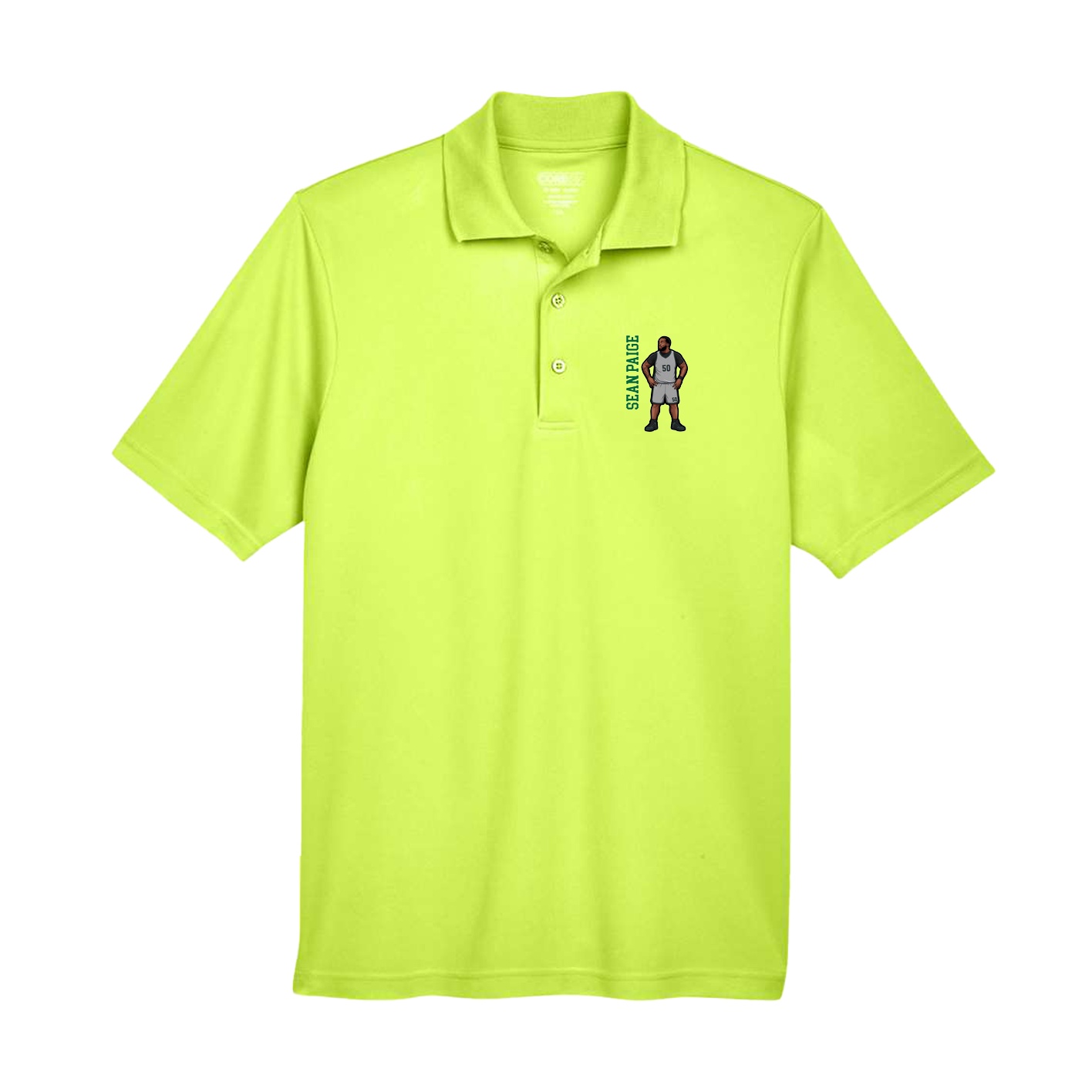 Performance Polo — Name Vertical in Yellow