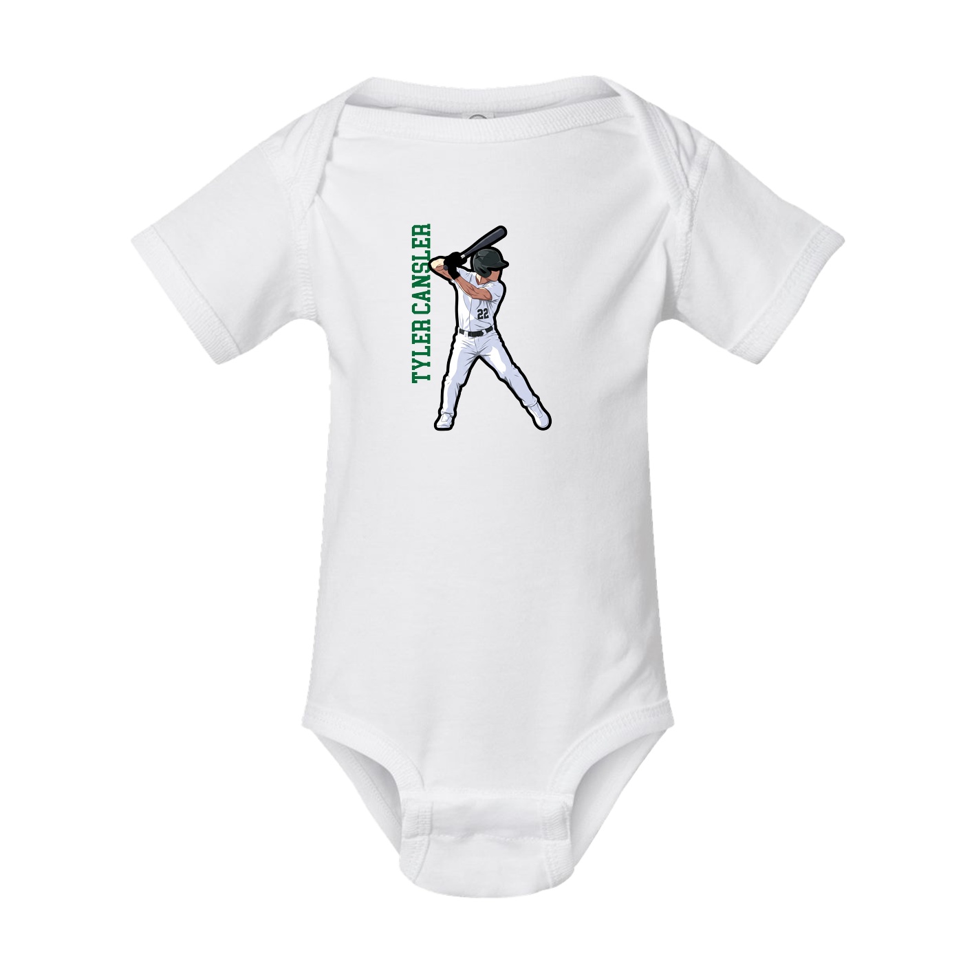 Baby Onesie — Name Vertical in White