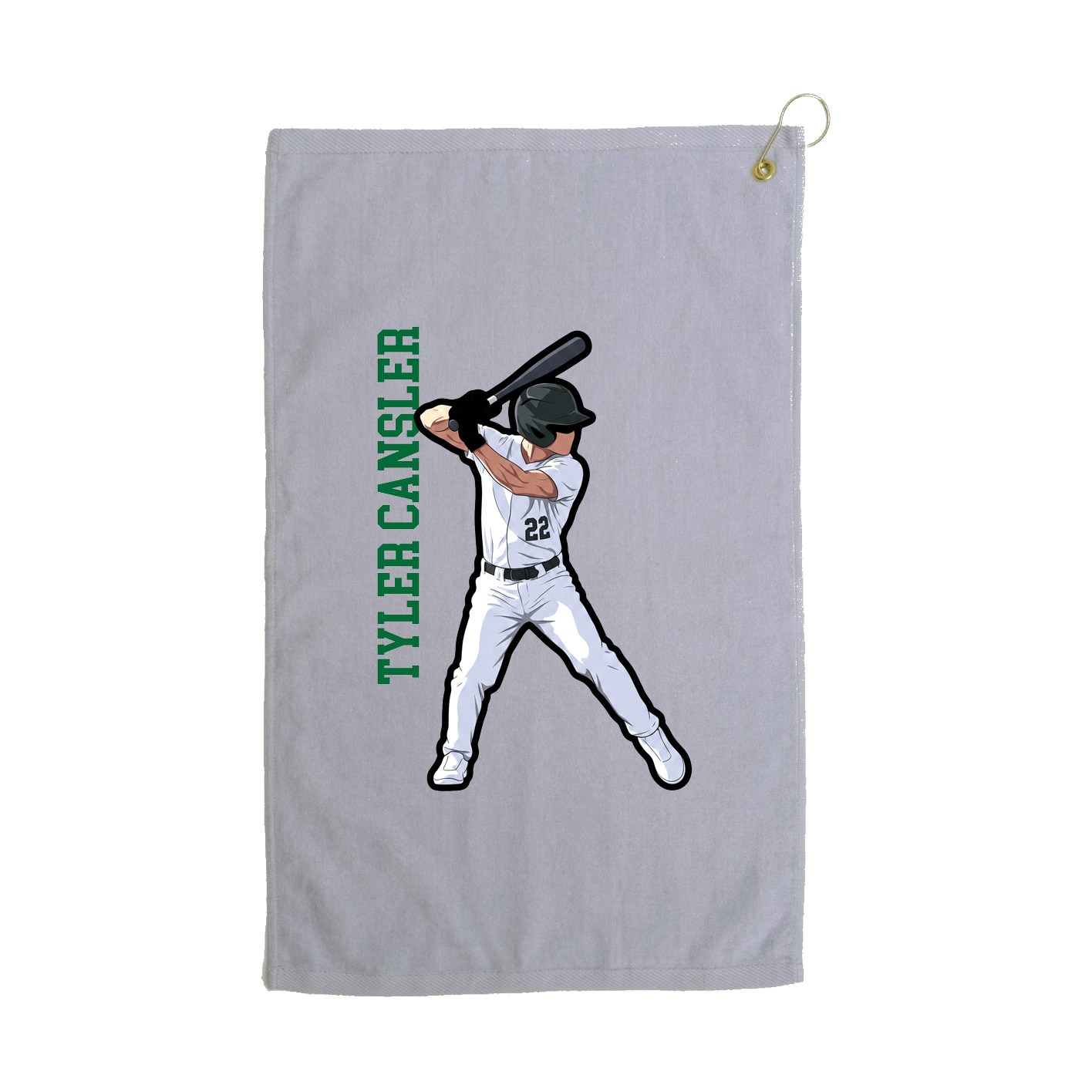 Golf Towel — Name Vertical in Grey