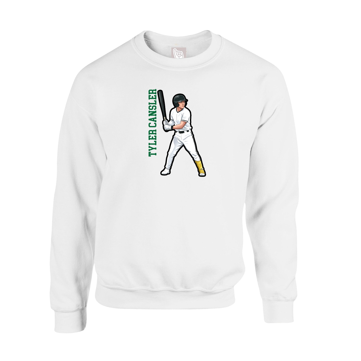 Fleece Crew — Name Vertical in White