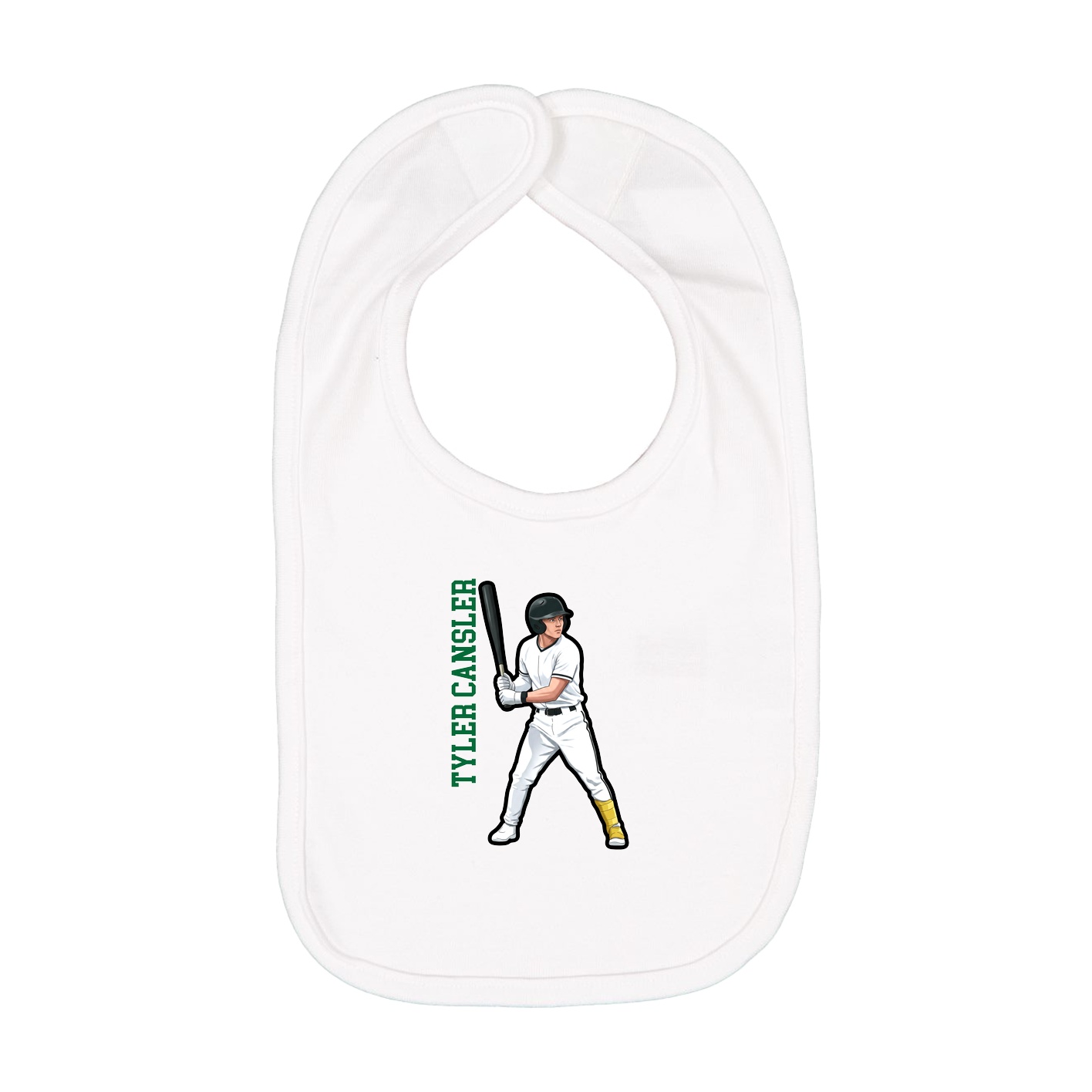Infant Bib — Name Vertical in White