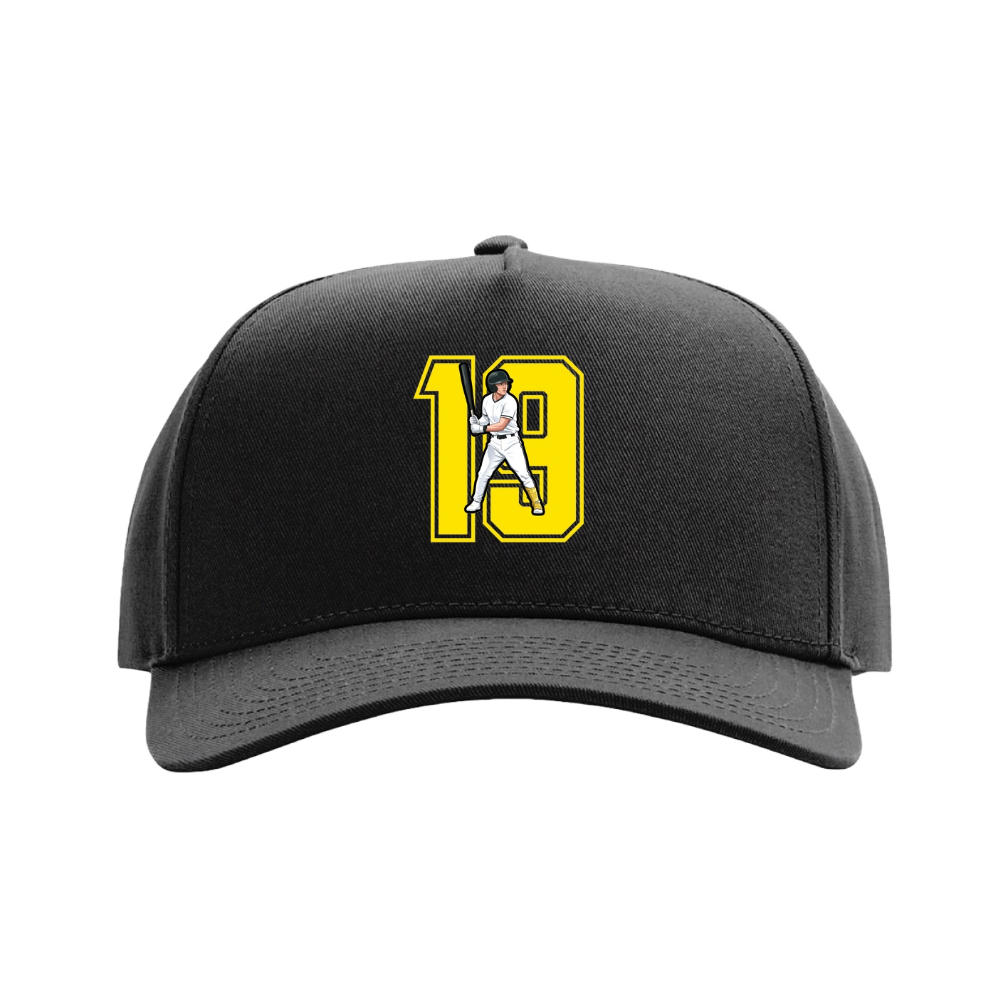 Full Fabric Five-Panel Champ Cap — Number in Black