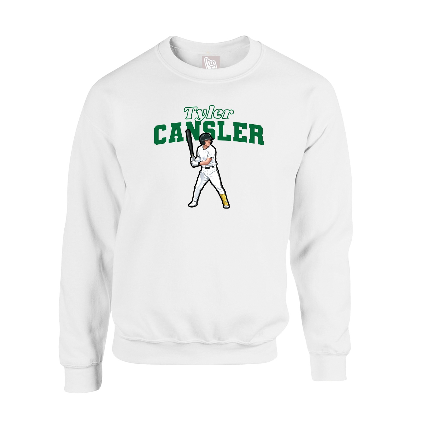 Fleece Crew — Name Arch in White