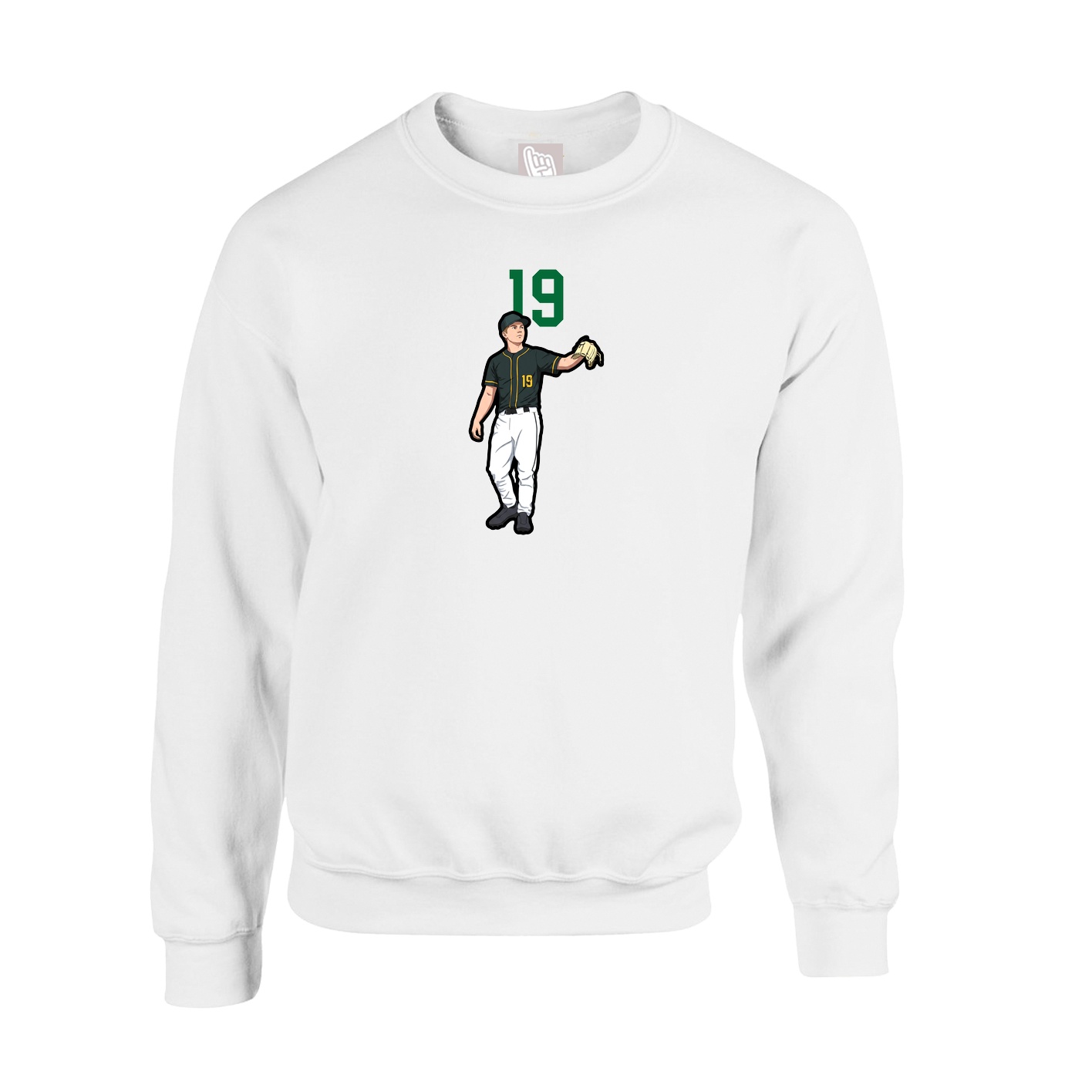 Fleece Crew — Number Top in White