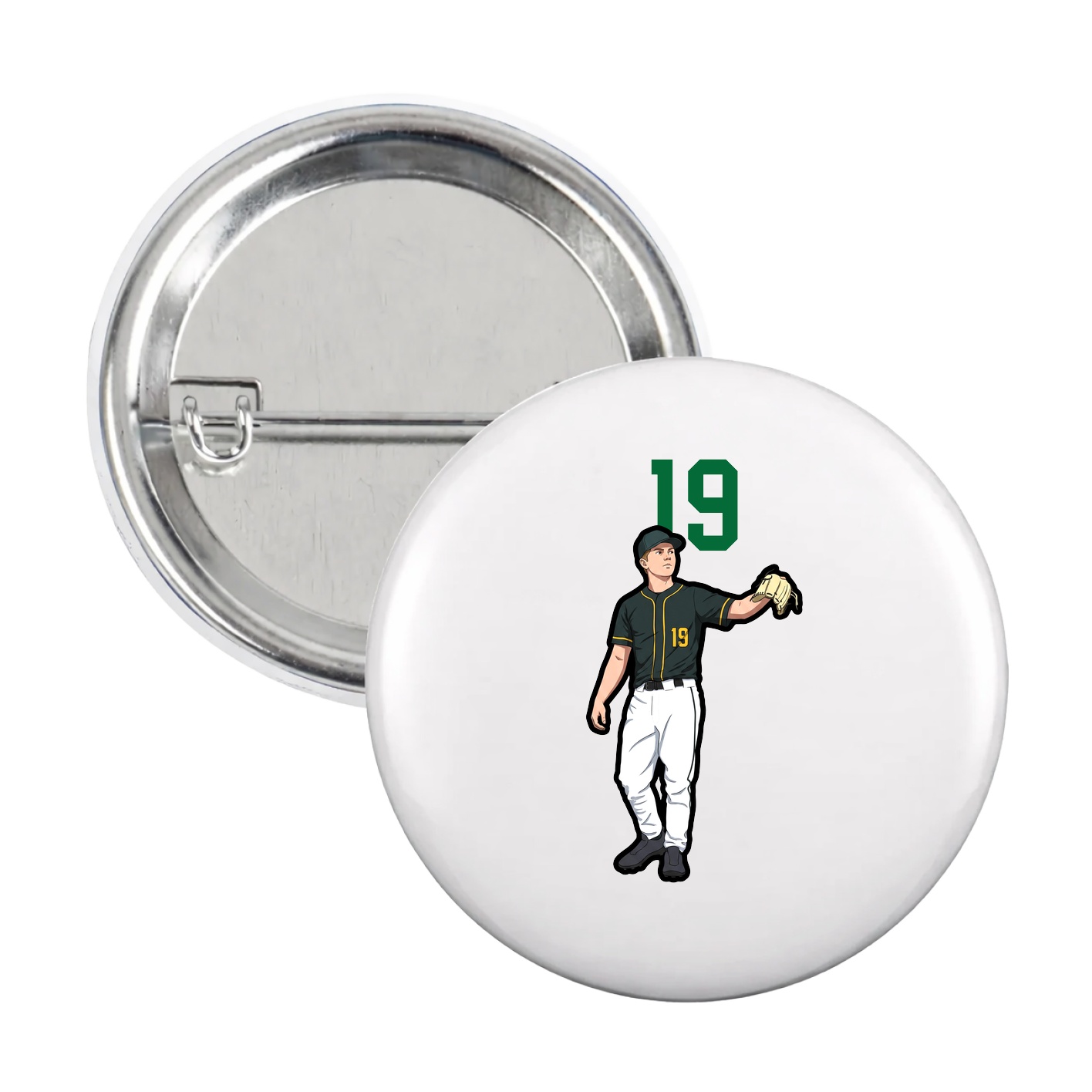 Game Day Button — Number Top in White