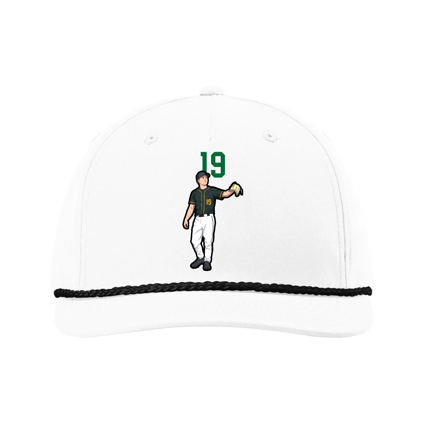 Five-Panel Classic Rope Cap — Number Top in White