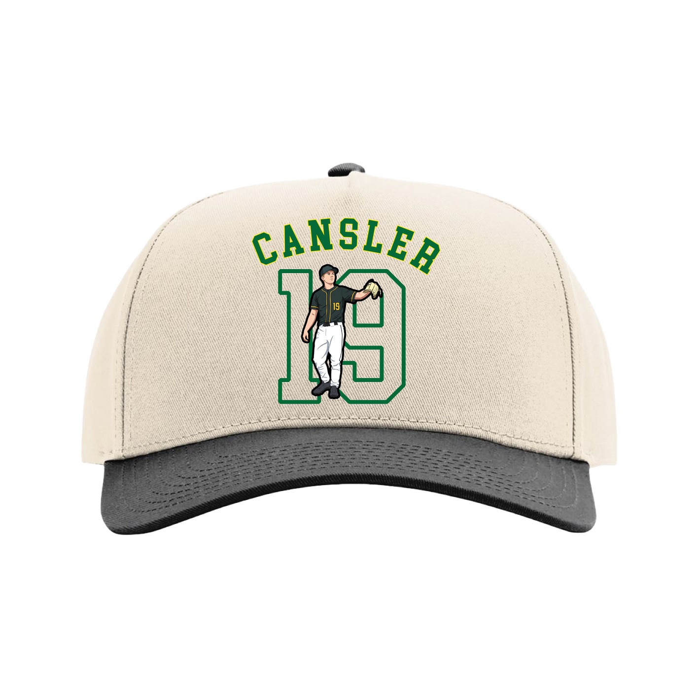 Full Fabric Five-Panel Champ Cap — Shirsey Arch in Cream/Black