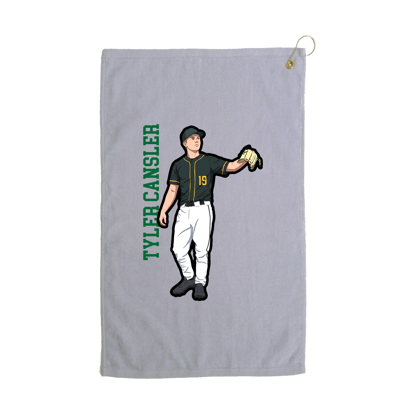 Golf Towel — Name Vertical in Grey