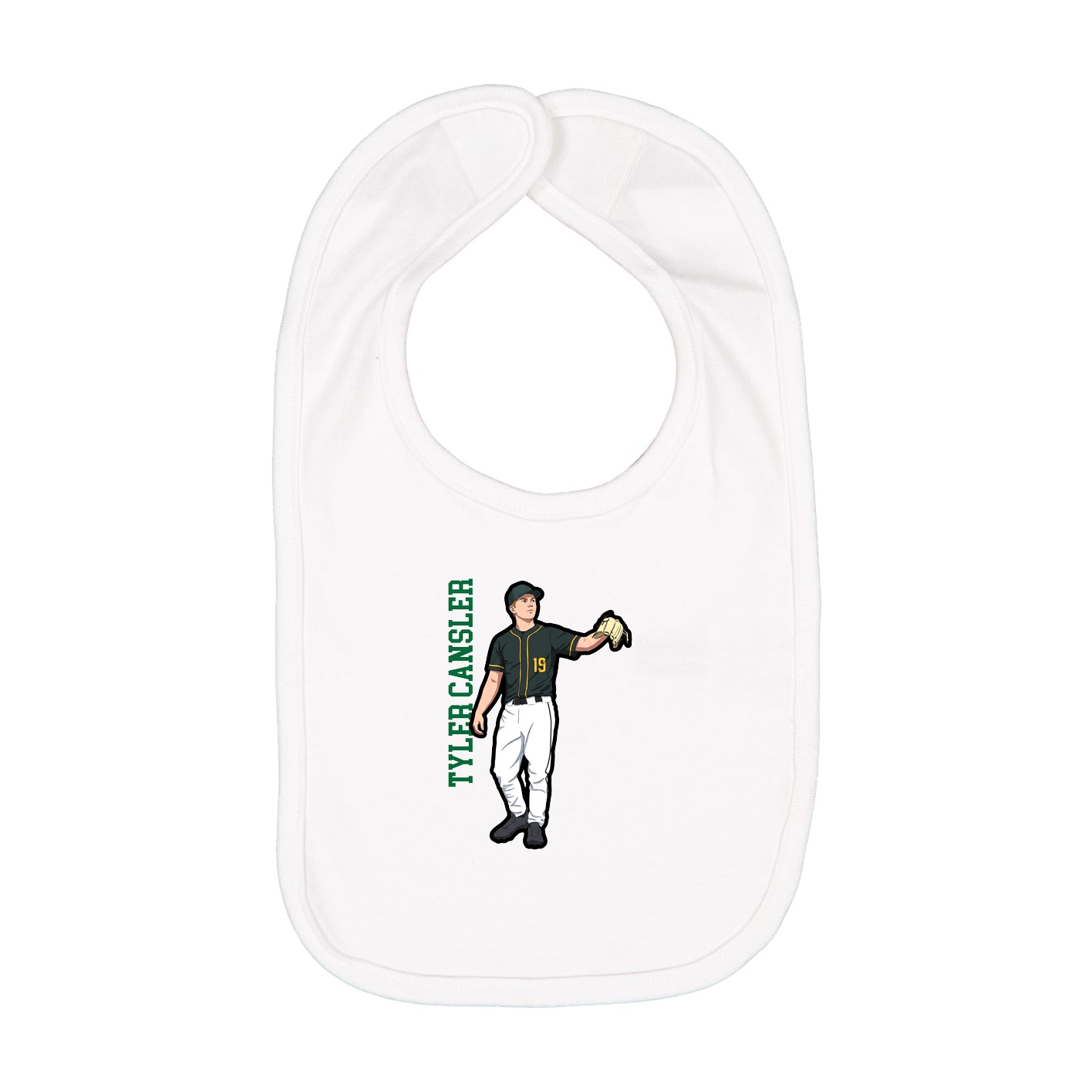 Infant Bib — Name Vertical in White