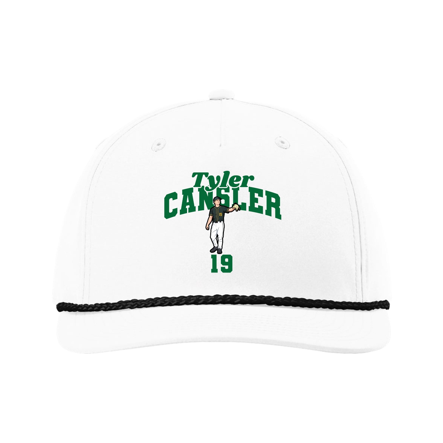 Five-Panel Classic Rope Cap — Signature Arch in White