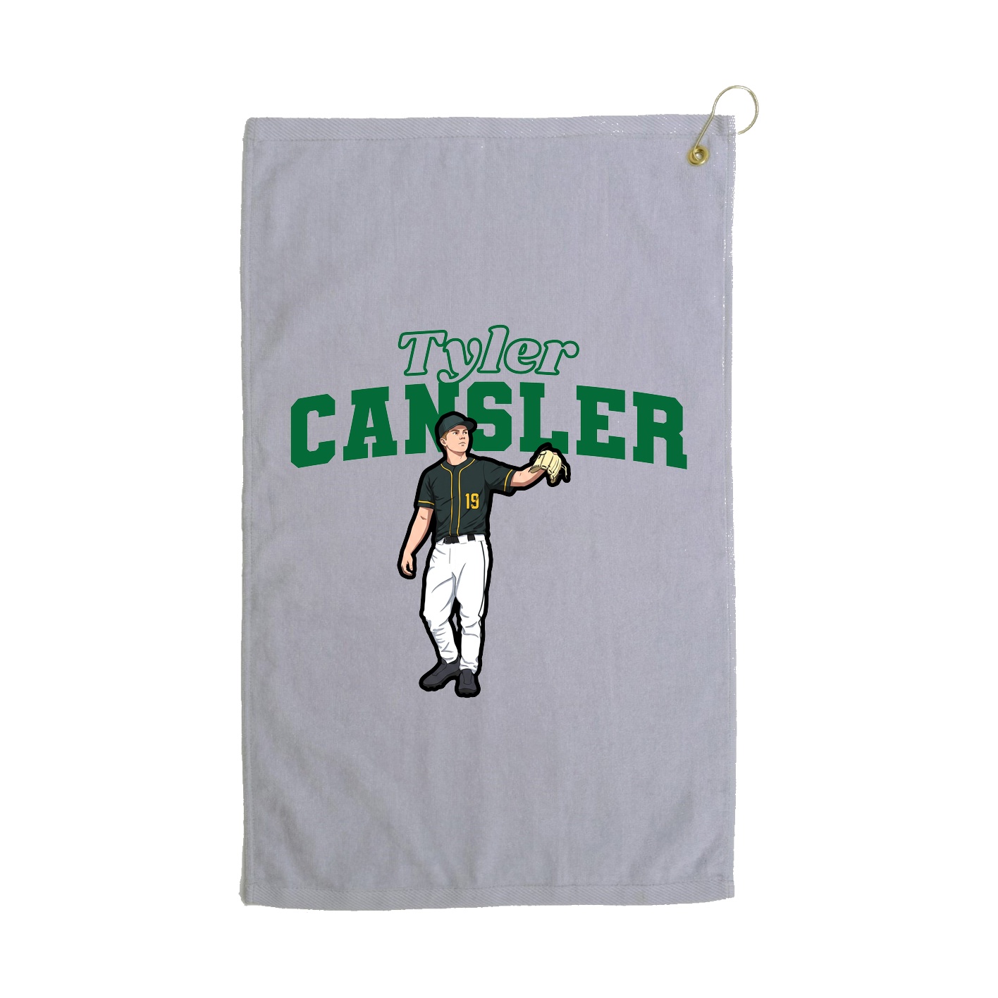 Golf Towel — Name Arch in Grey