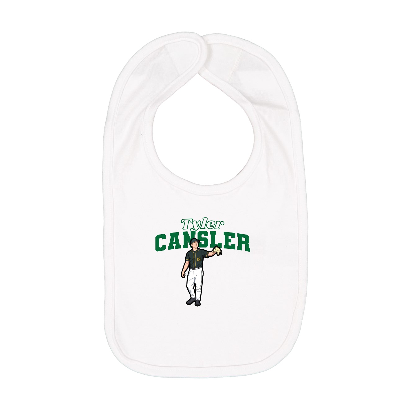 Infant Bib — Name Arch in White