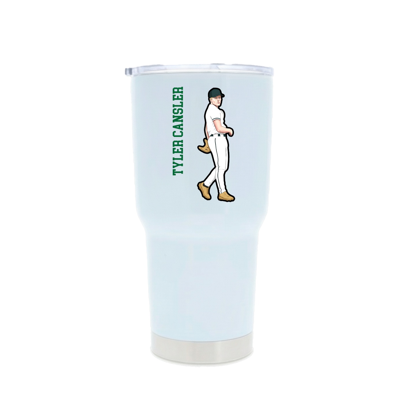 30oz Stainless Steel Tumbler — Name Vertical in White