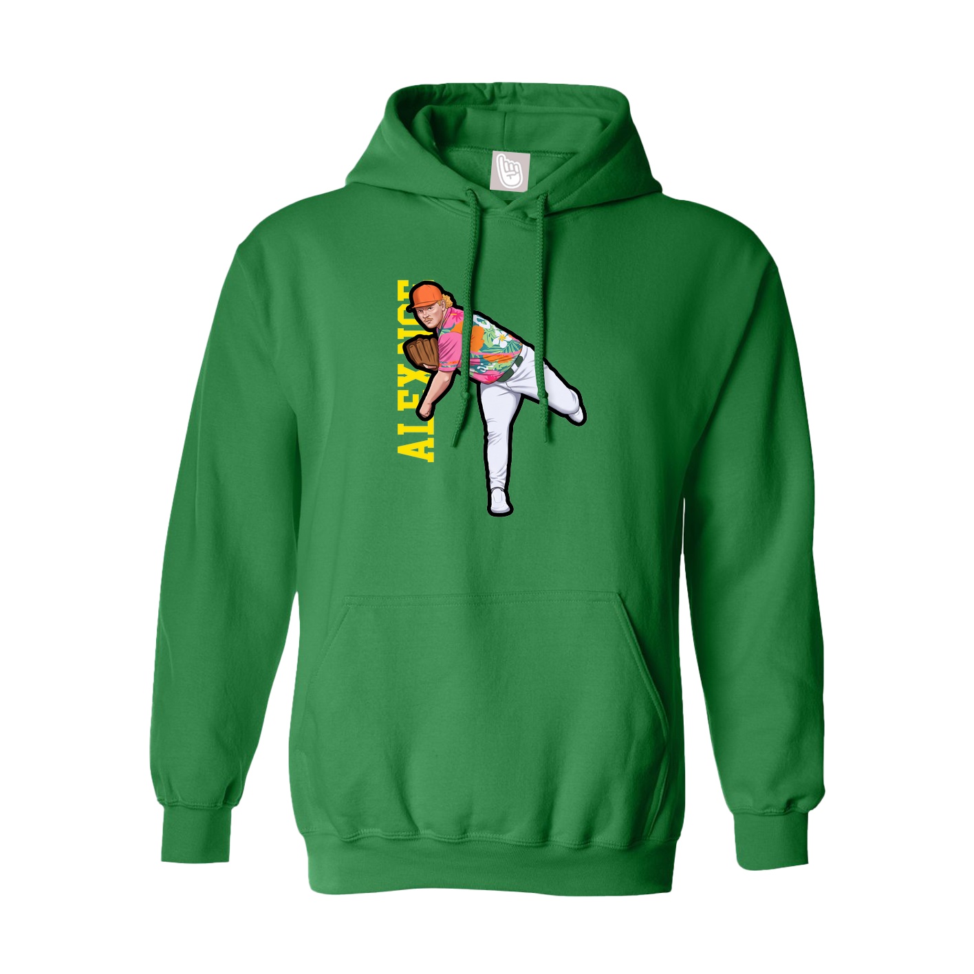 Hoodie — Name Vertical in Green