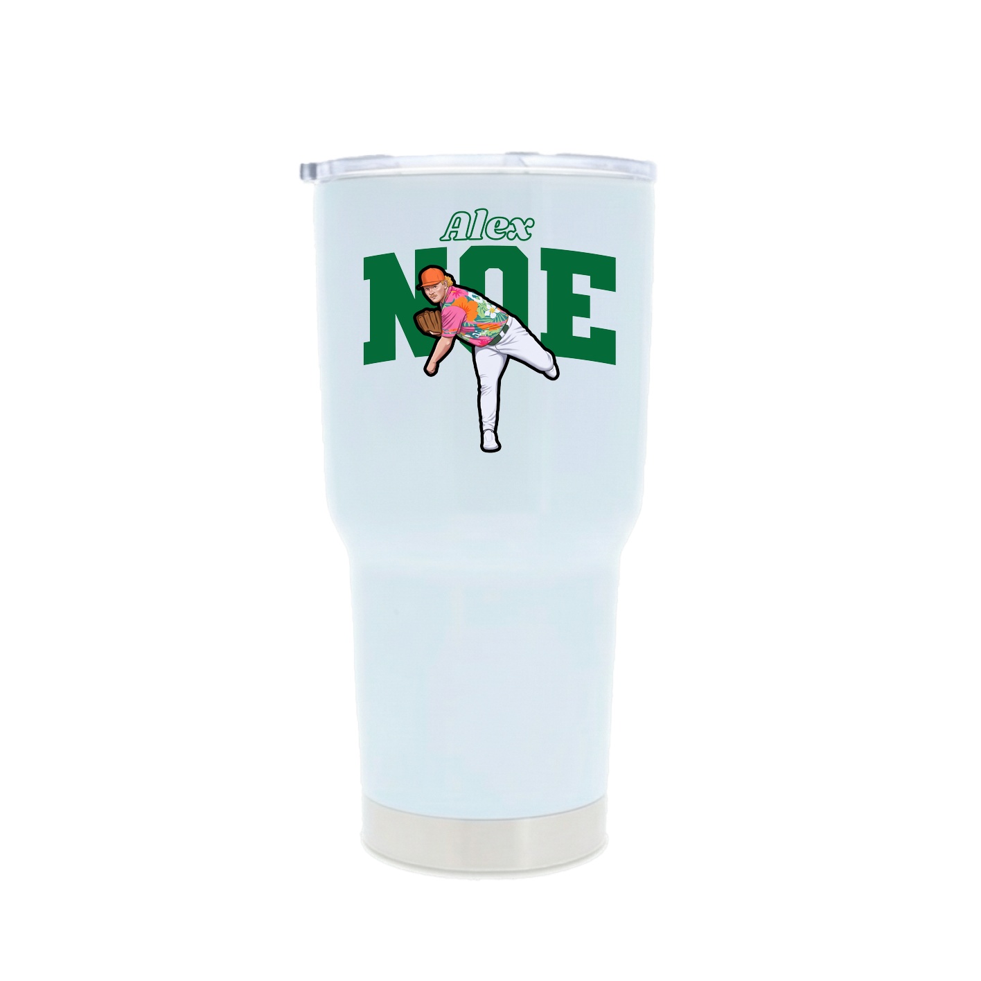 30oz Stainless Steel Tumbler — Name Arch in White