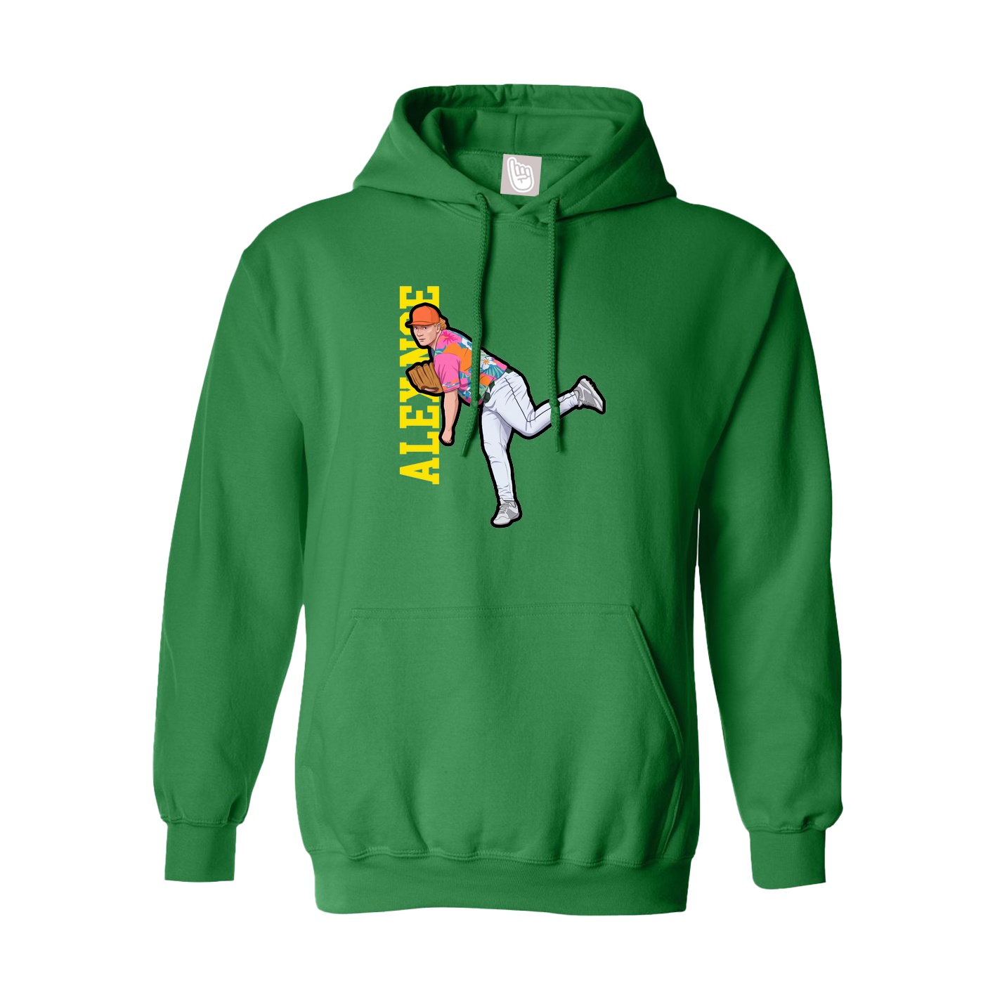 Youth Hoodie — Name Vertical in Green