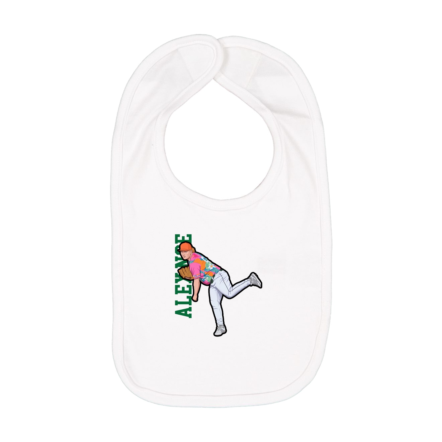 Infant Bib — Name Vertical in White