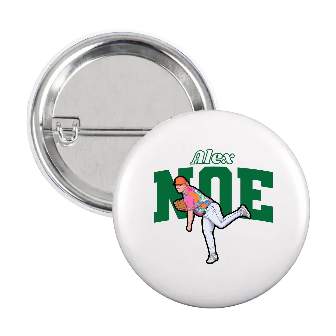 Game Day Button — Name Arch in White