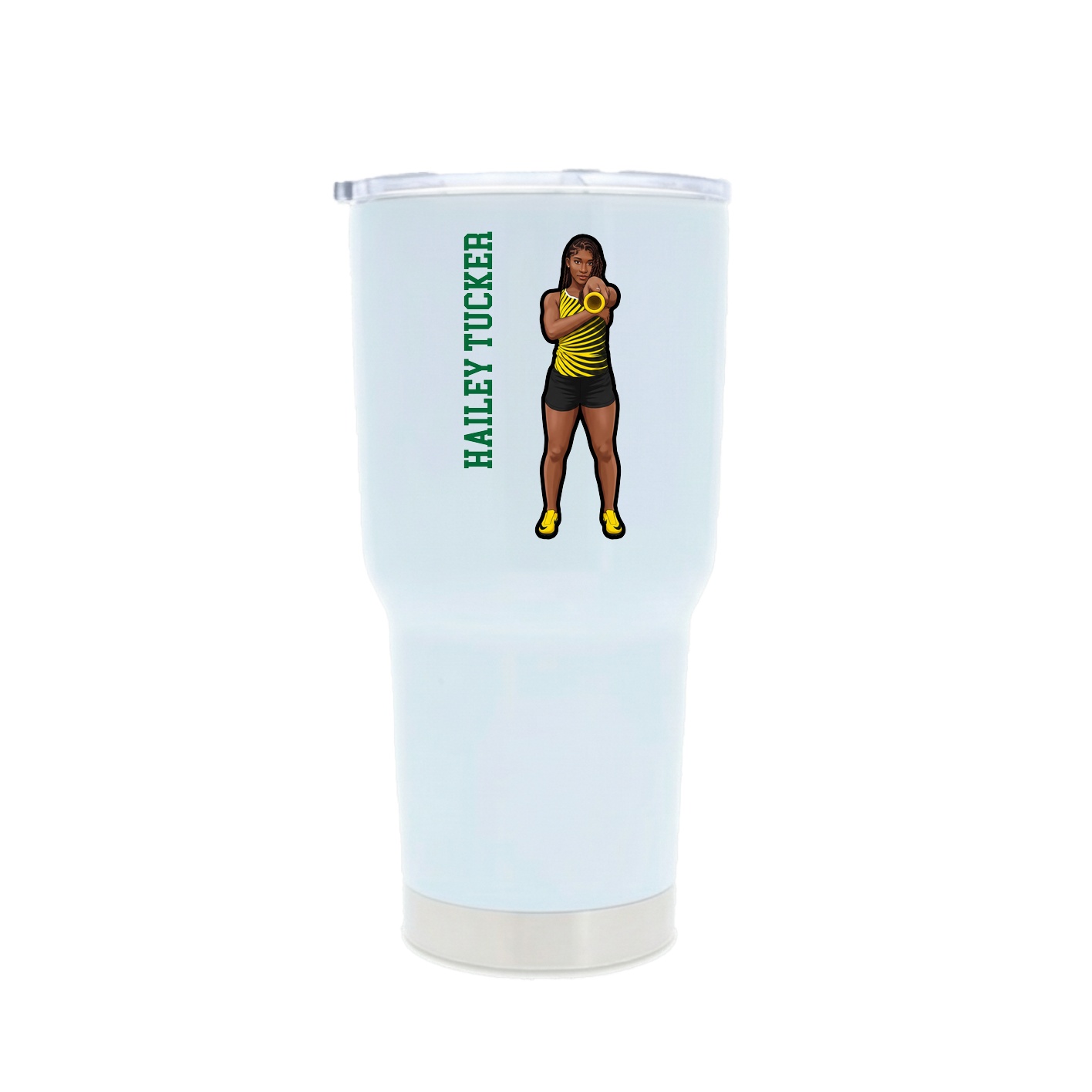 30oz Stainless Steel Tumbler — Name Vertical in White