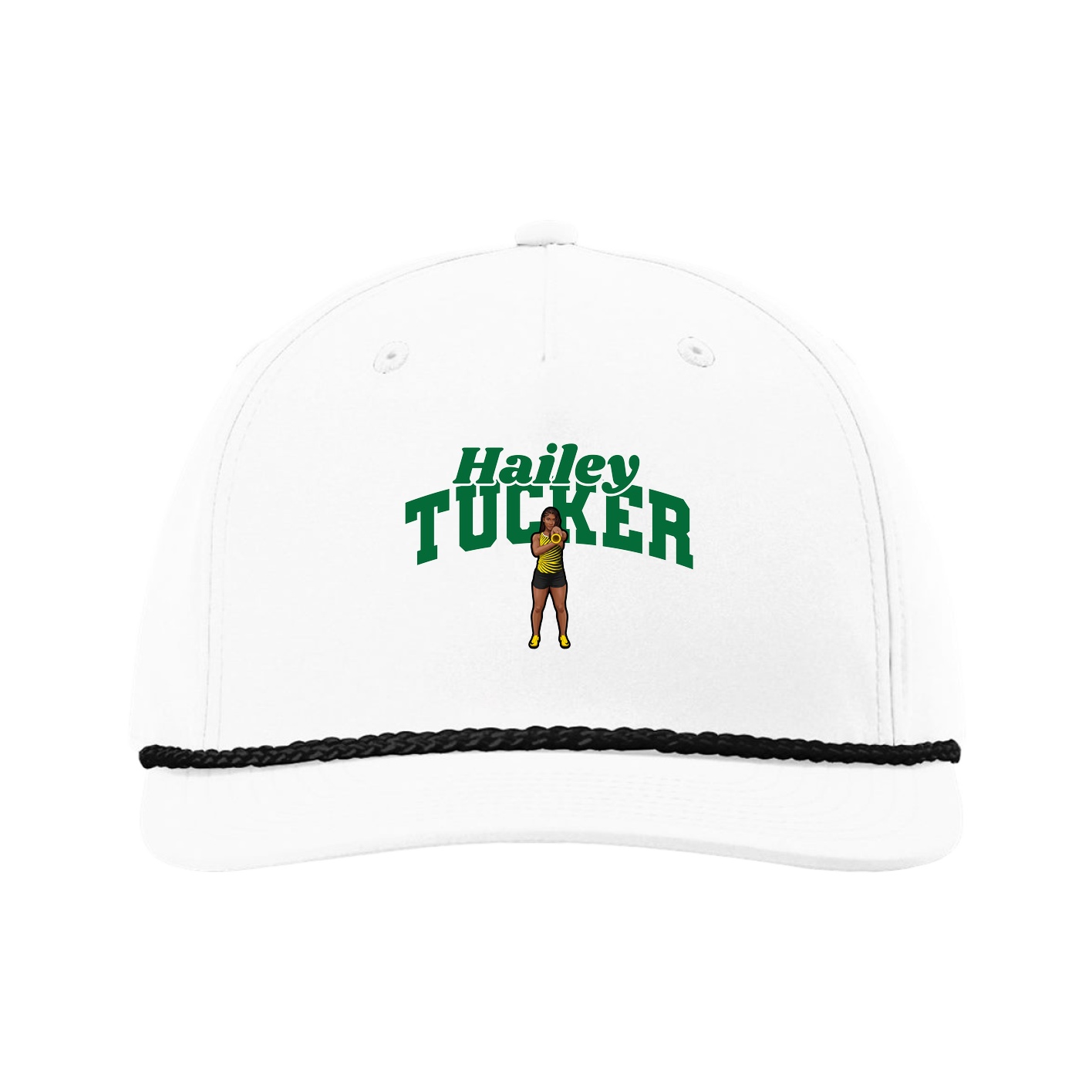 Five-Panel Classic Rope Cap — Signature Arch in White
