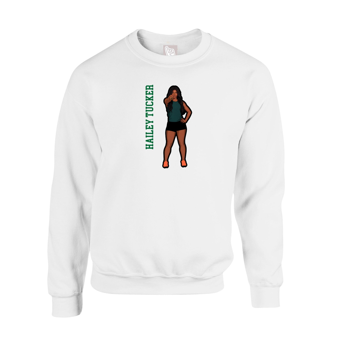 Fleece Crew — Name Vertical in White