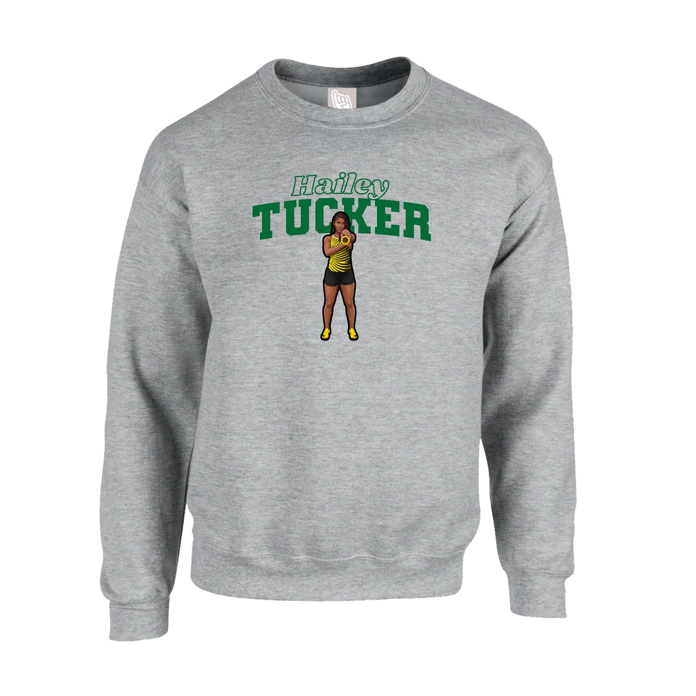 Fleece Crew — Name Arch in Grey