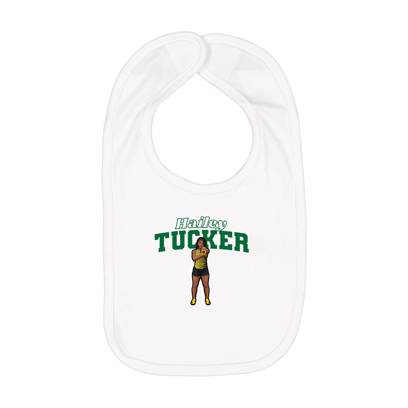 Infant Bib — Name Arch in White