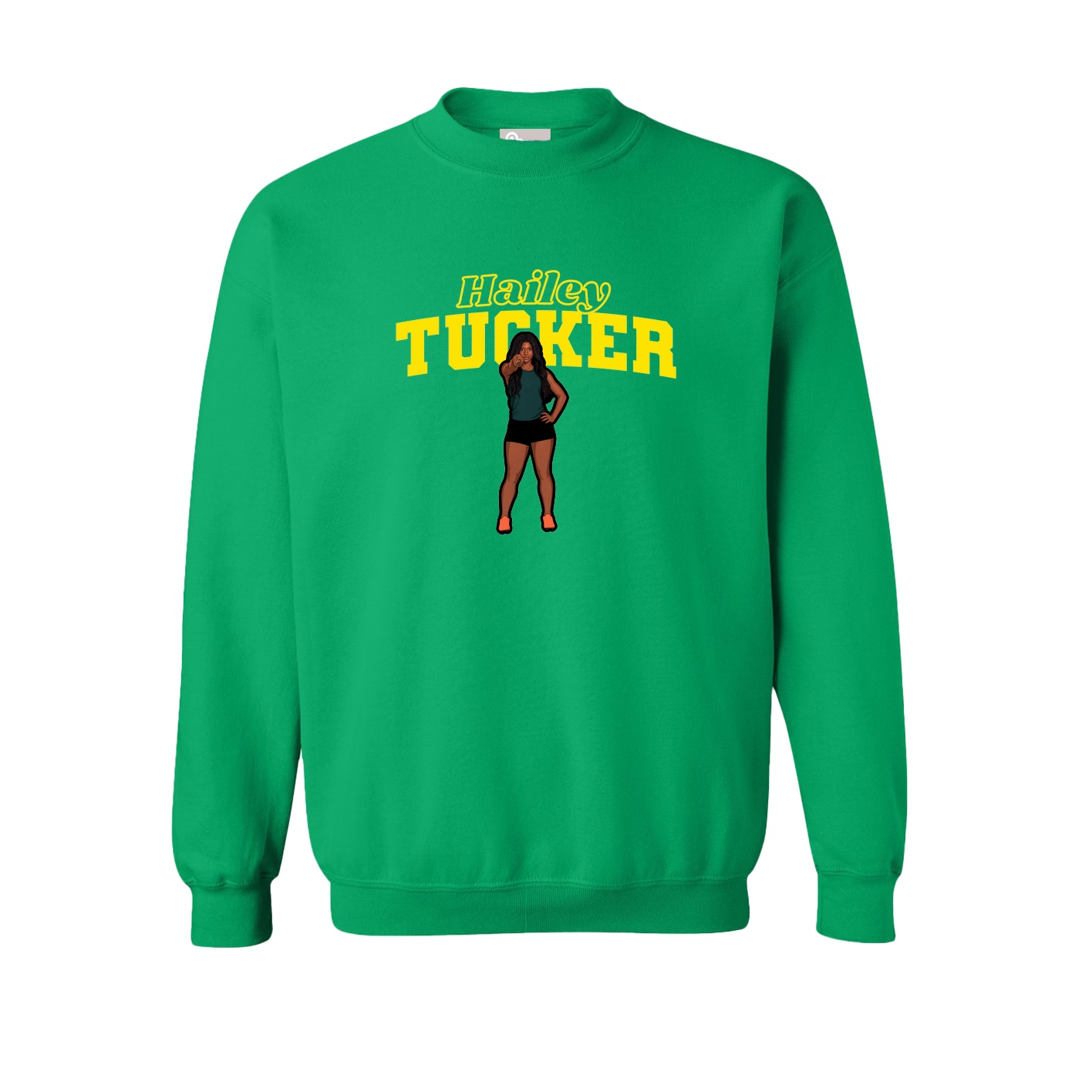 Fleece Crew — Name Arch in Green