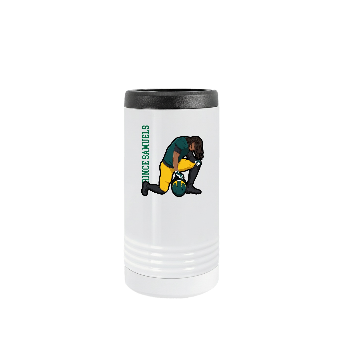 Slim Beverage Holder — Name Vertical in White