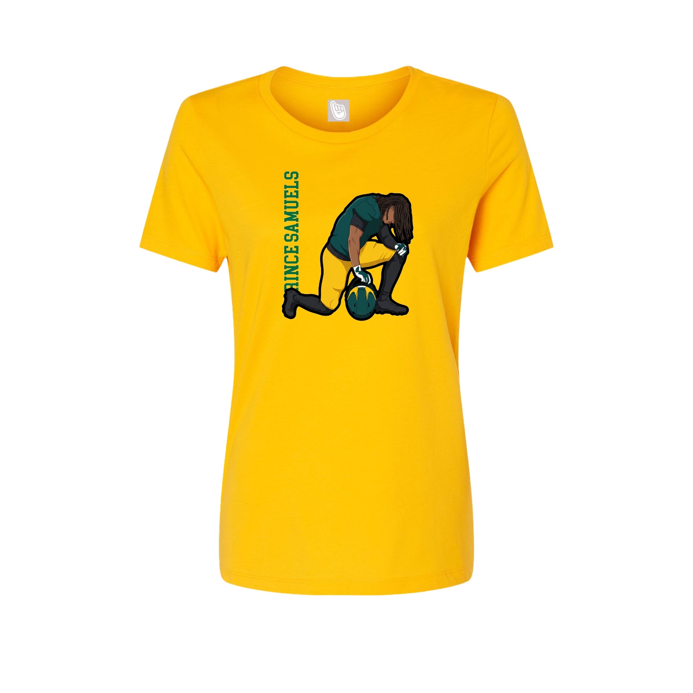 Womens Tee — Name Vertical in Gold