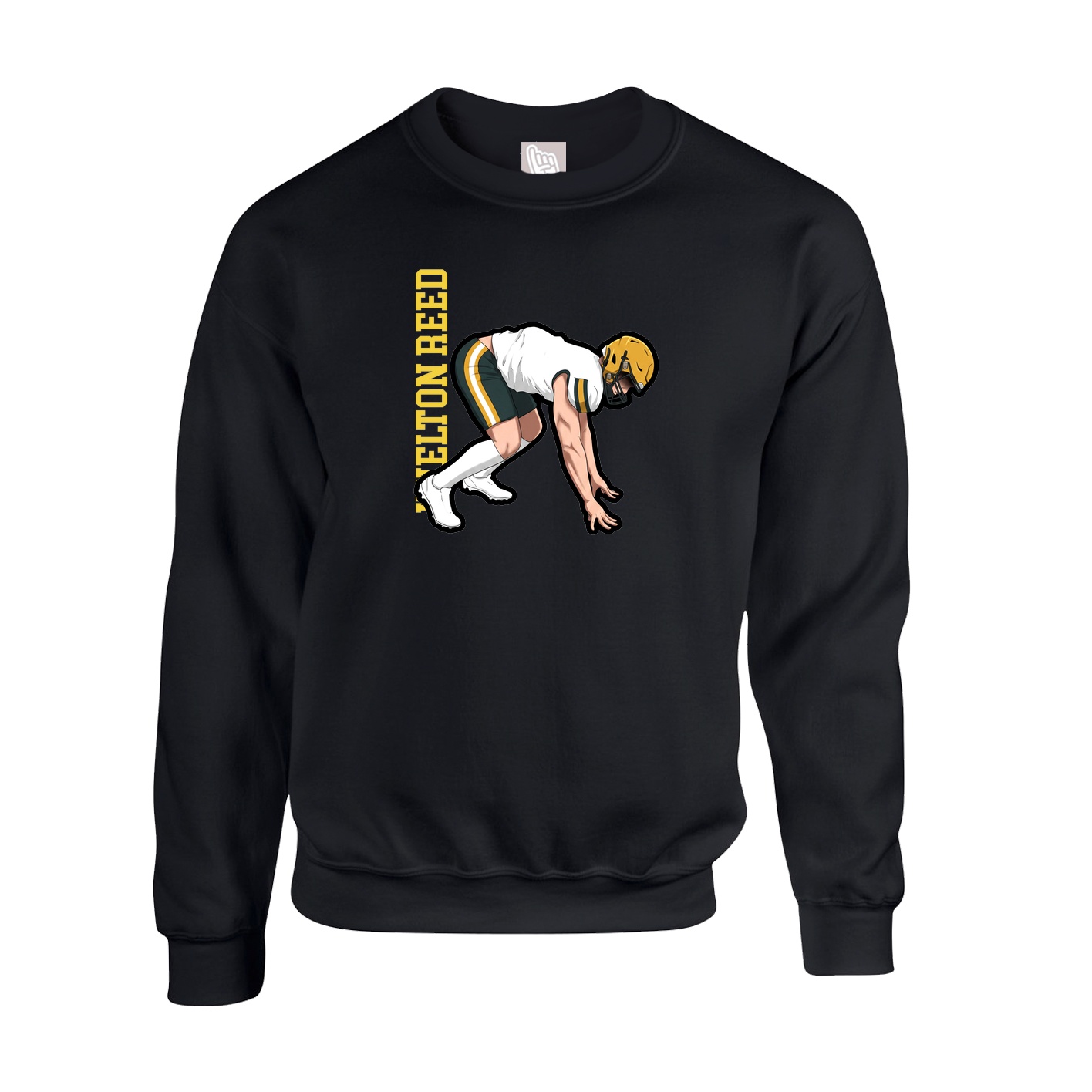 Fleece Crew — Name Vertical in Black