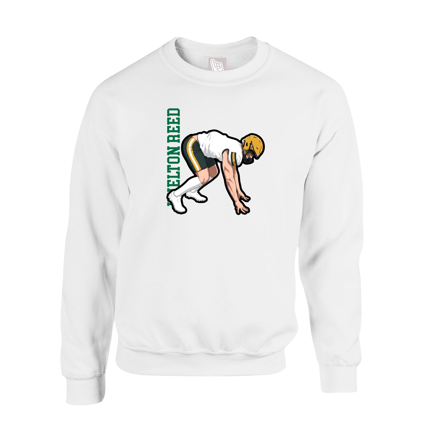 Fleece Crew — Name Vertical in White