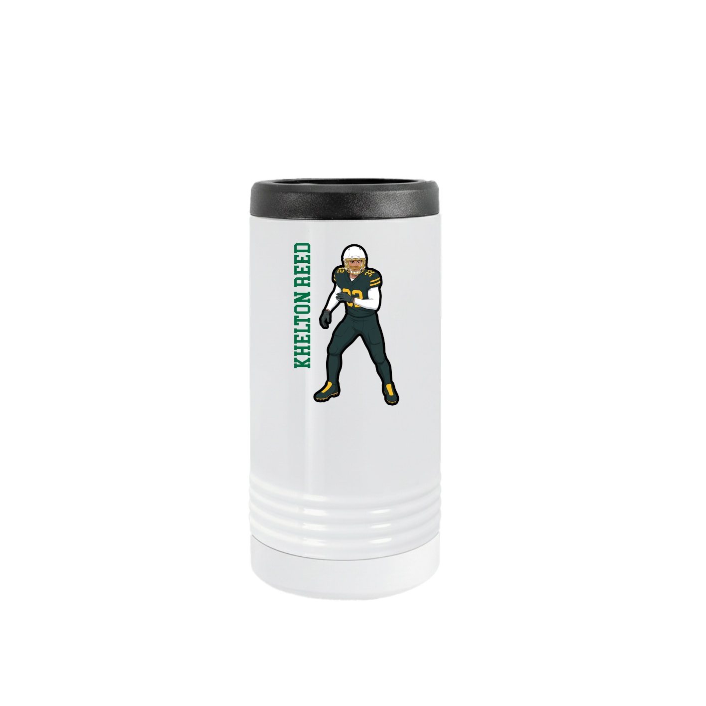 Slim Beverage Holder — Name Vertical in White