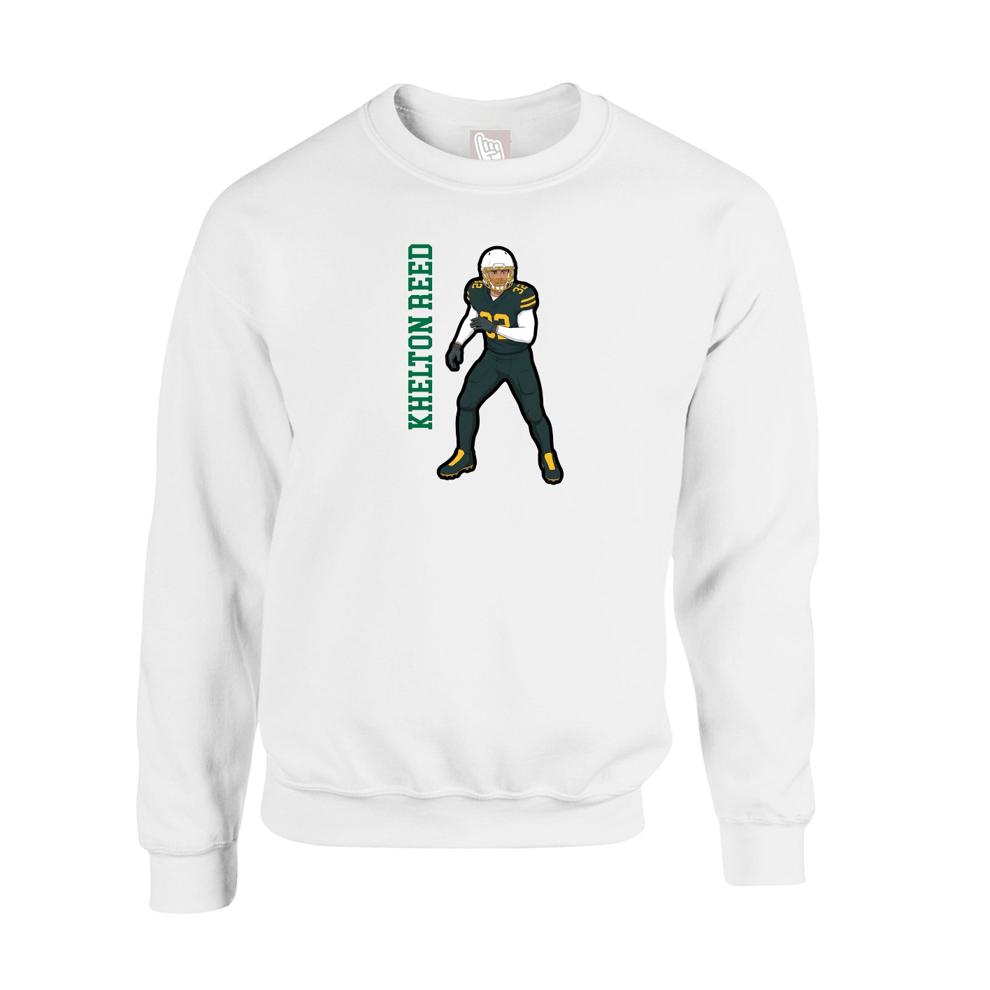 Fleece Crew — Name Vertical in White