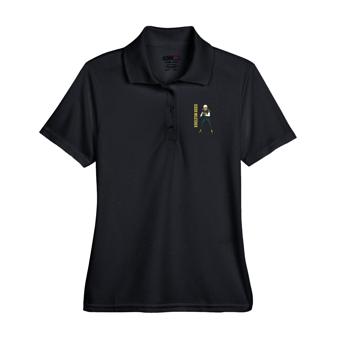 Performance Polo — Name Vertical in Black