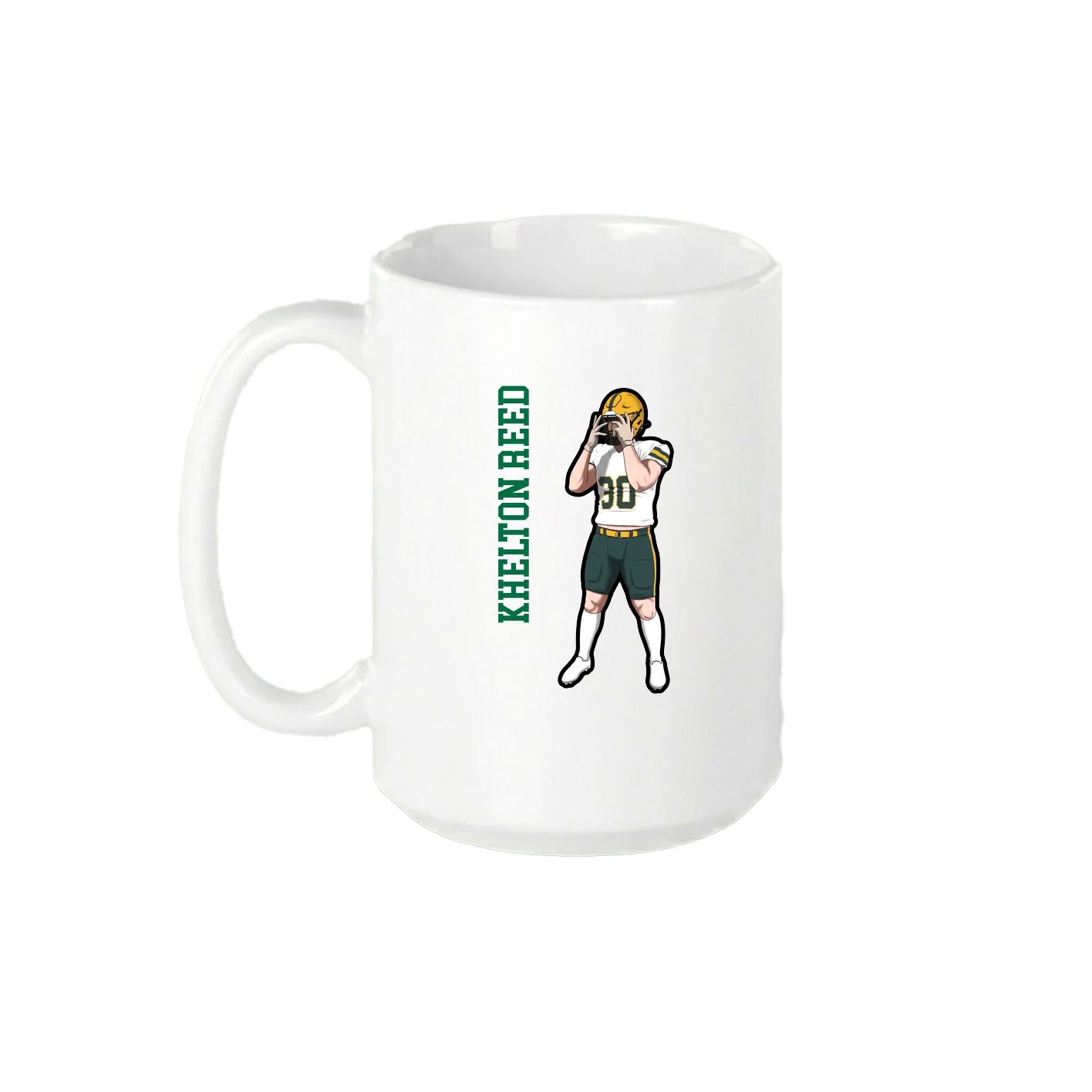 15oz Coffee Mug — Name Vertical in White