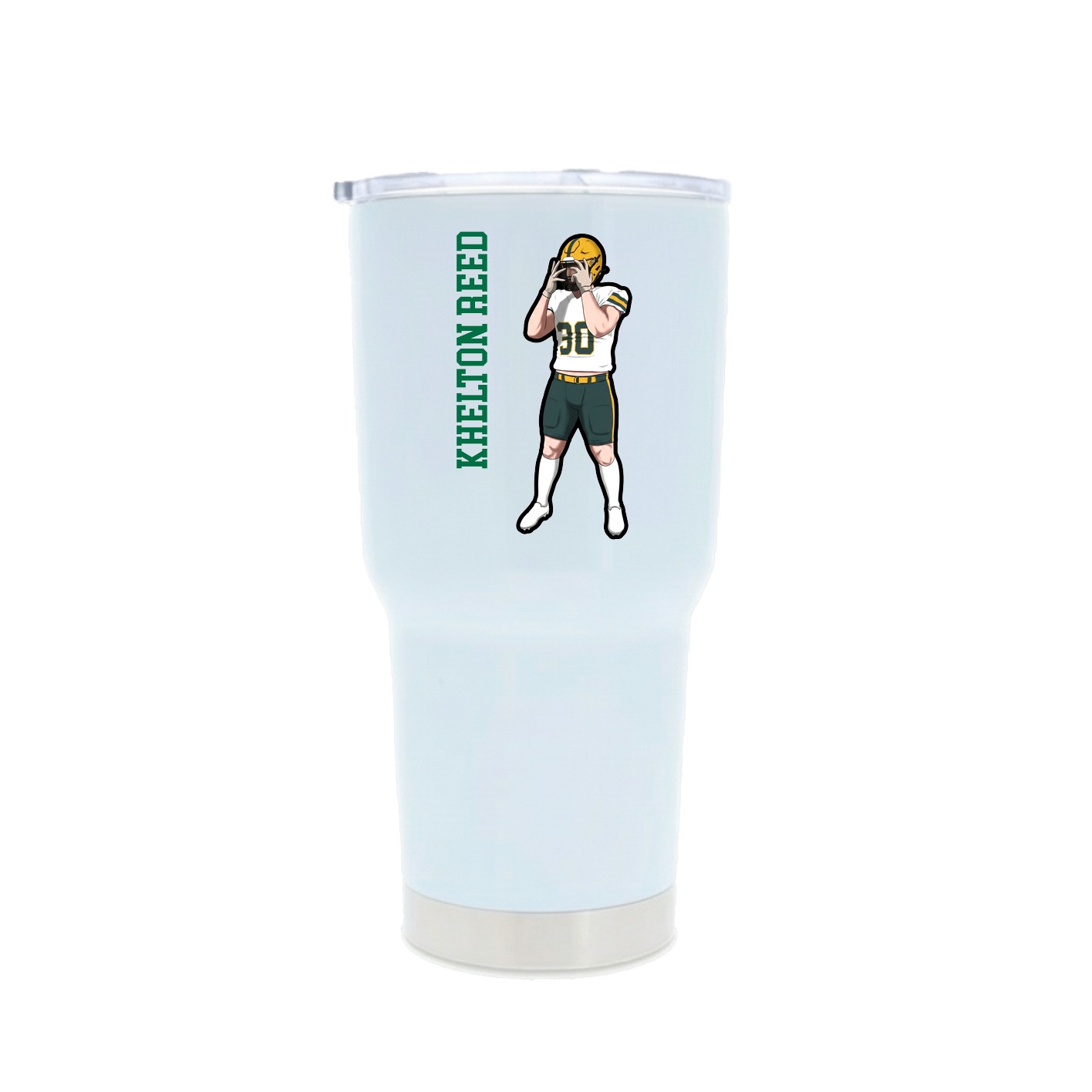 30oz Stainless Steel Tumbler — Name Vertical in White