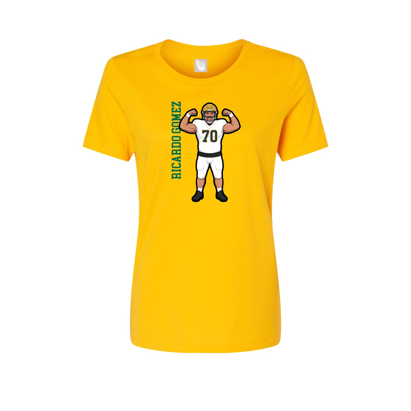 Fitted Women's Tee — Name Vertical in Gold