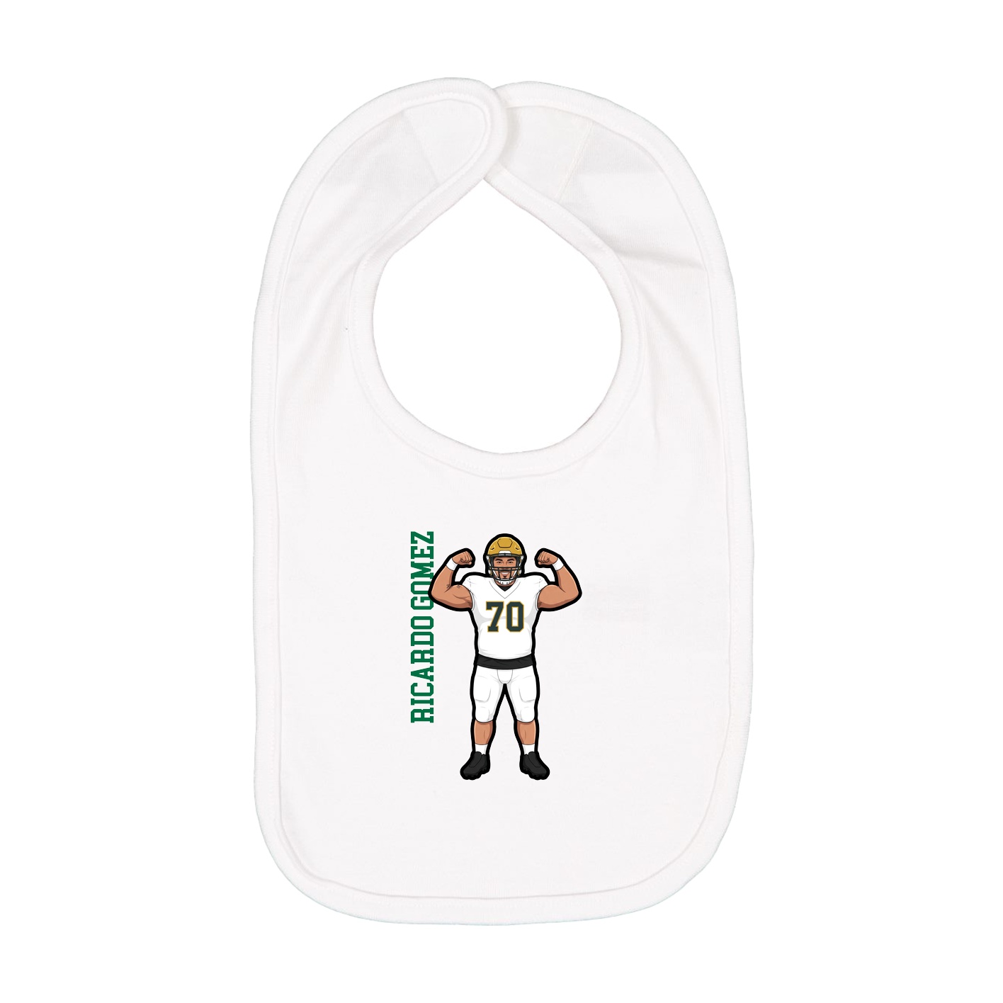 Infant Bib — Name Vertical in White