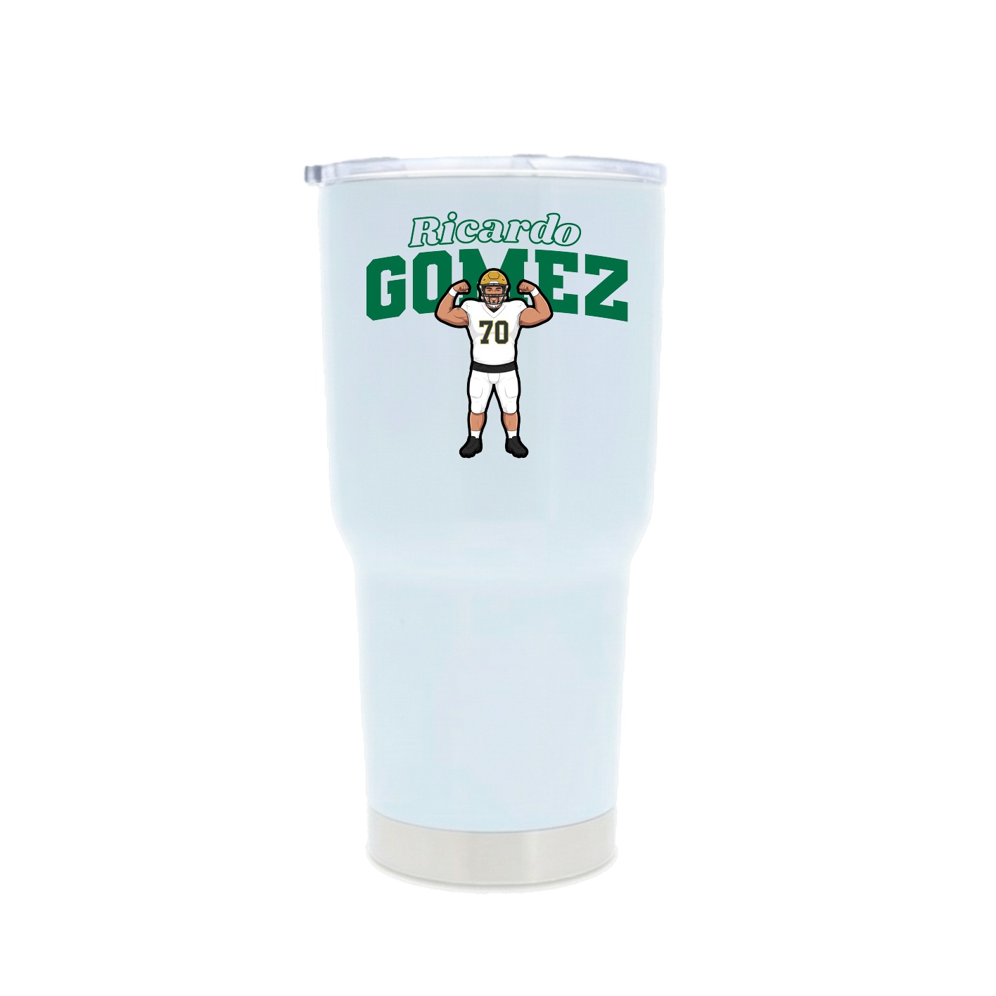 30oz Stainless Steel Tumbler — Name Arch in White