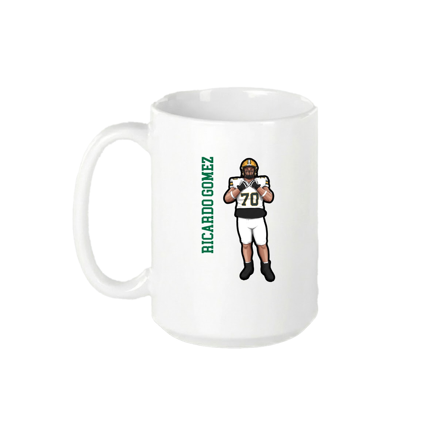 15oz Coffee Mug — Name Vertical in White