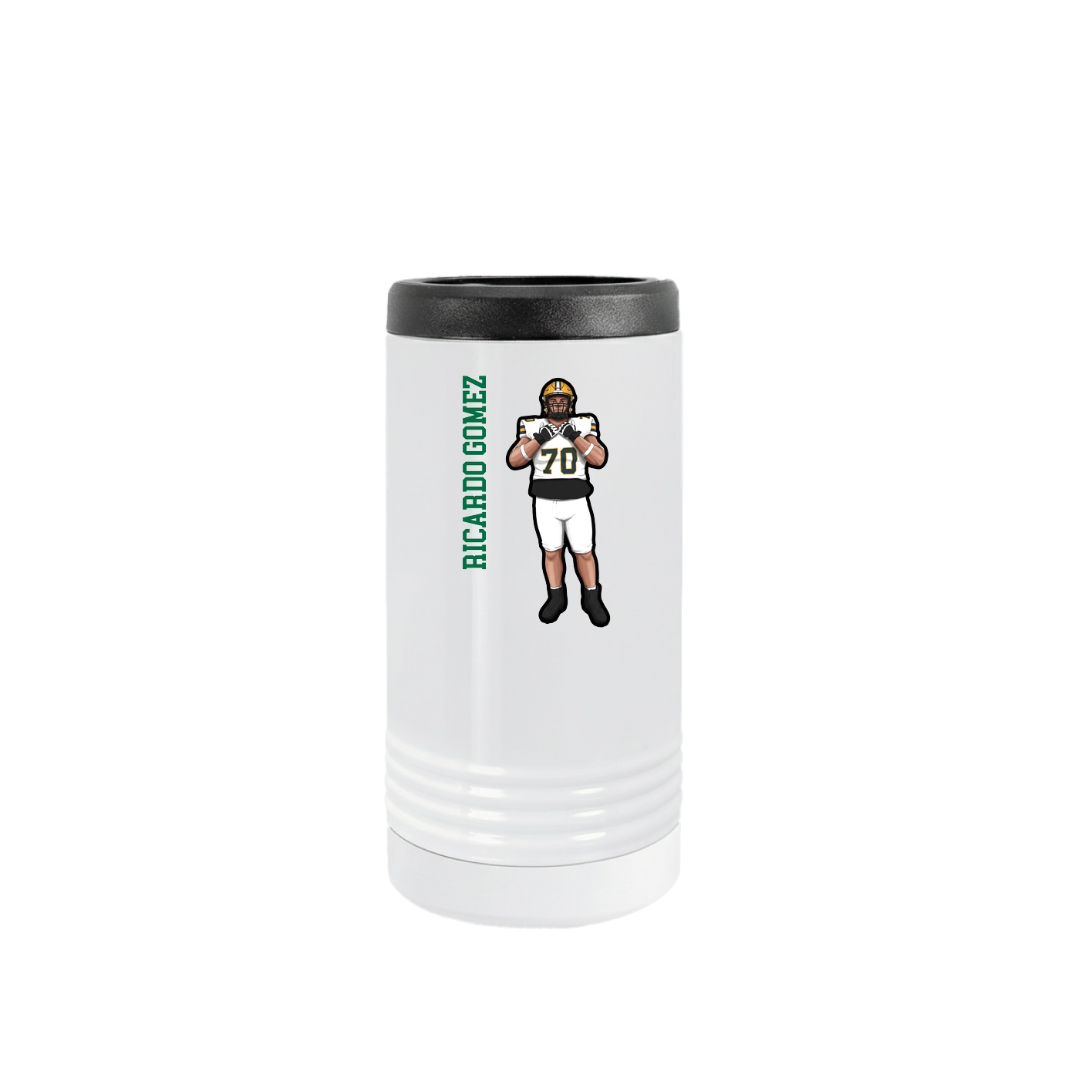 Slim Beverage Holder — Name Vertical in White