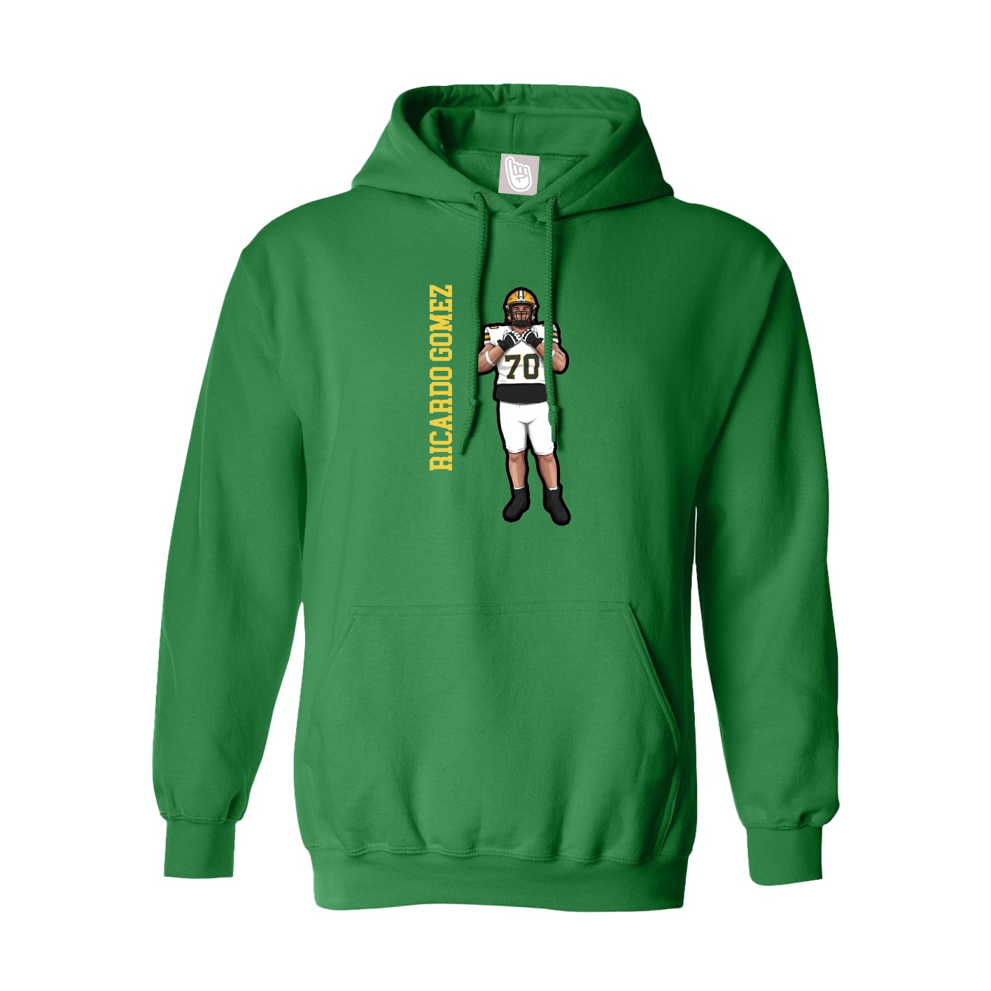 Youth Hoodie — Name Vertical in Green