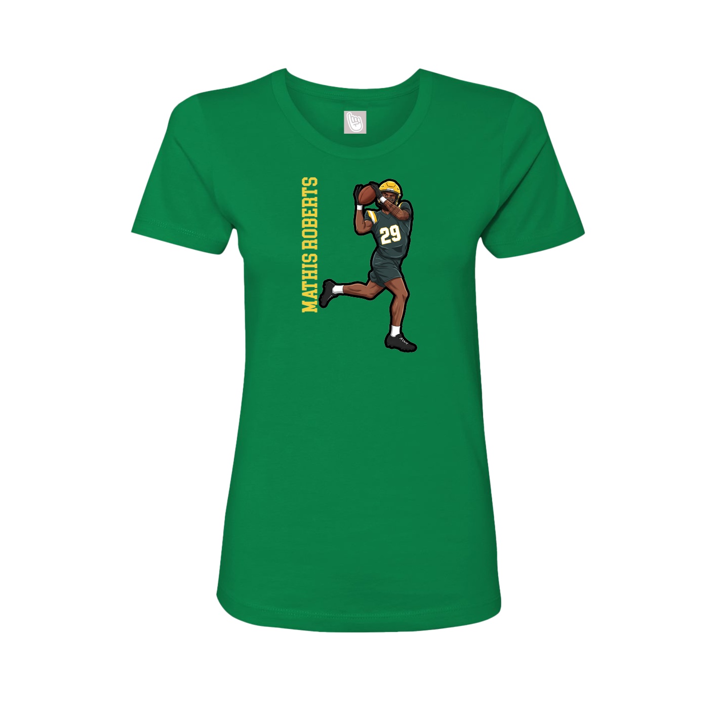 Fitted Women's Tee — Name Vertical in Green