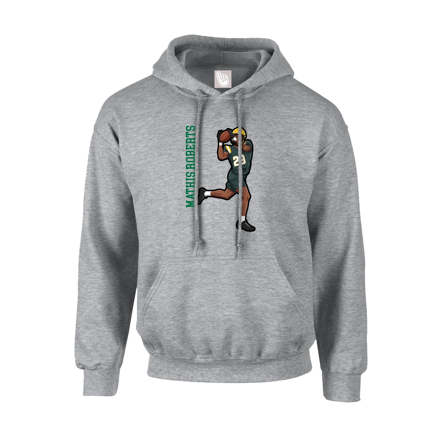 Youth Hoodie — Name Vertical in Grey