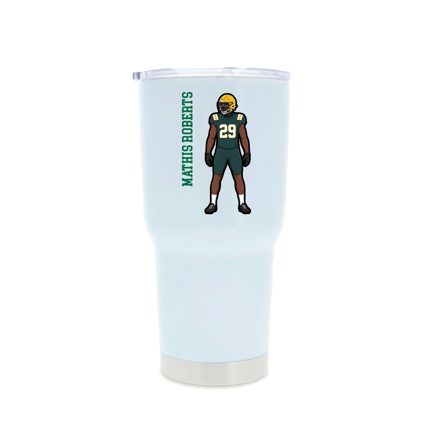 30oz Stainless Steel Tumbler — Name Vertical in White