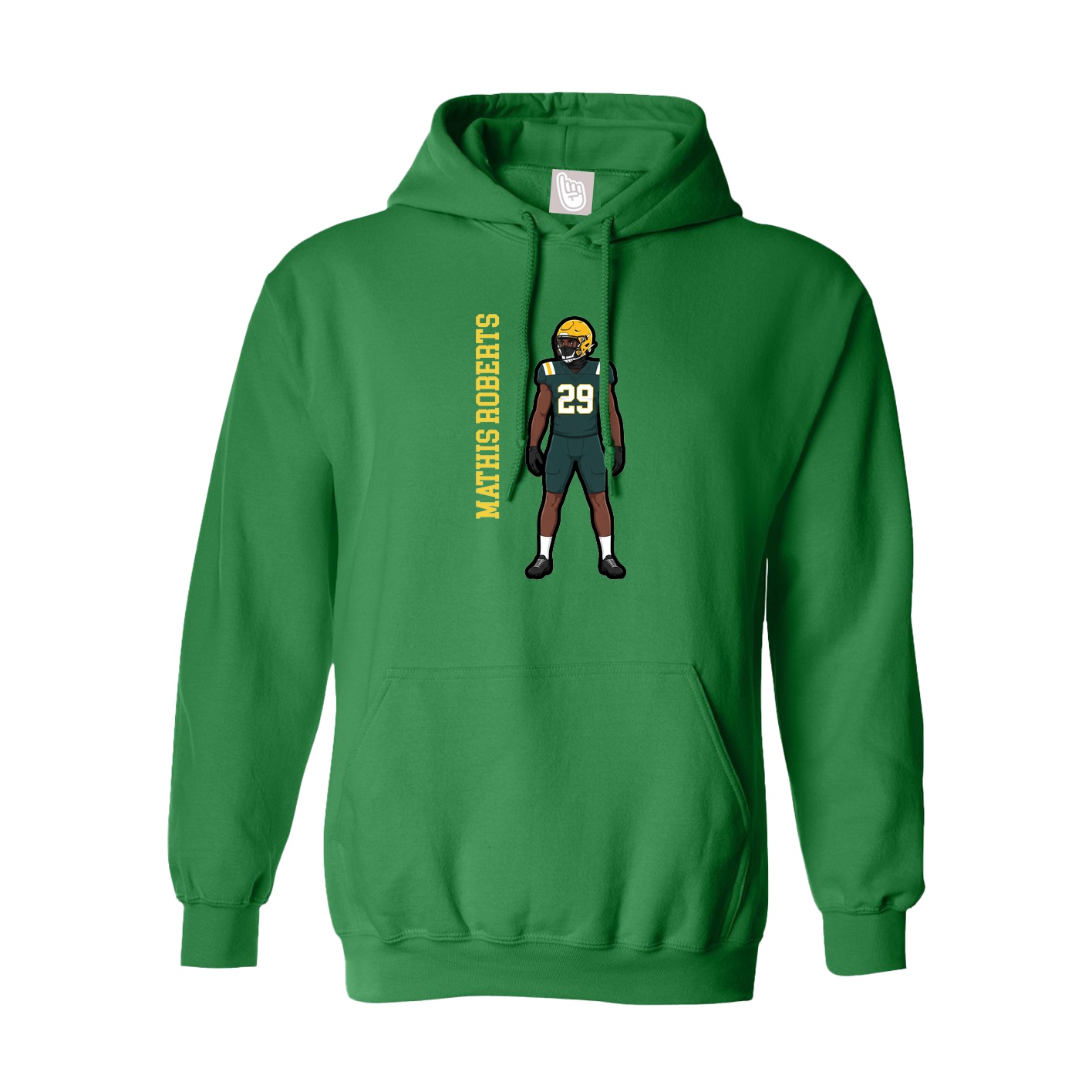 Youth Hoodie — Name Vertical in Green