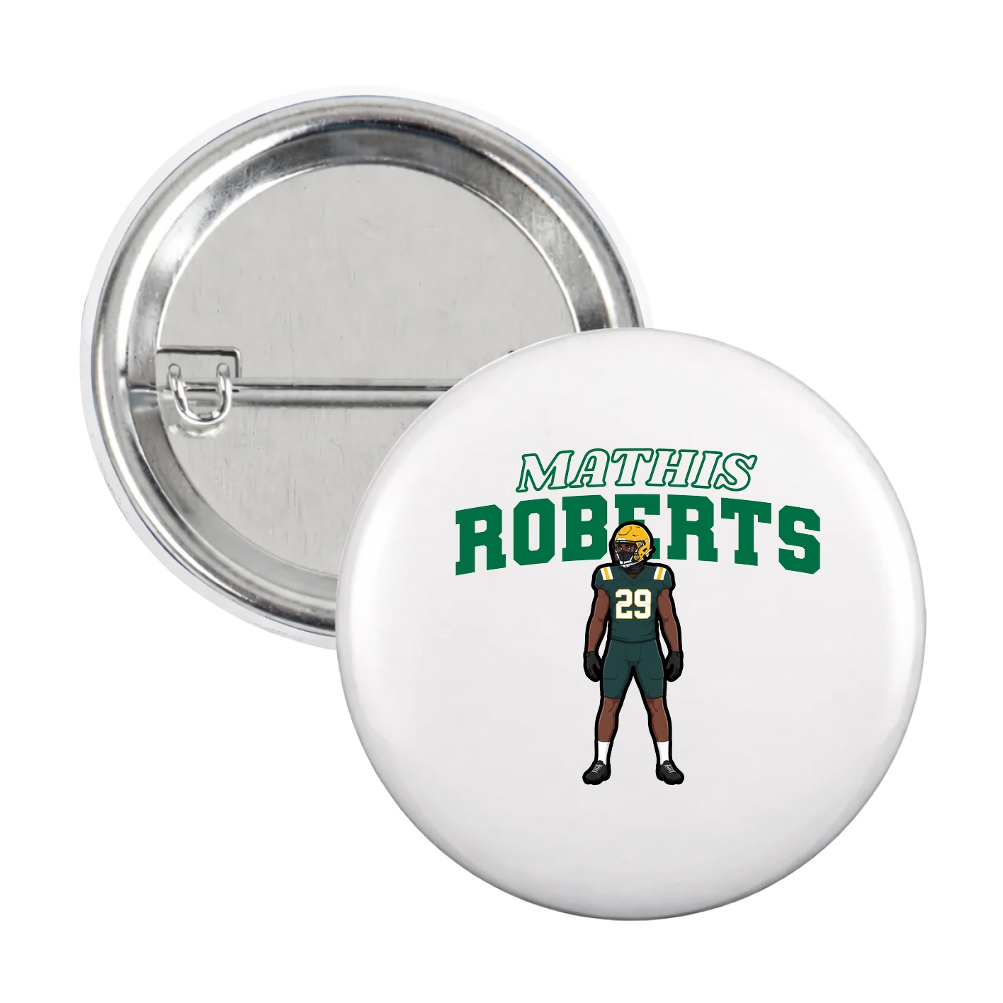 Game Day Button — Name Arch in White