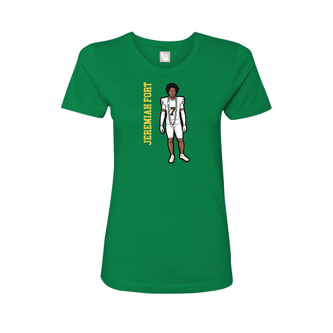 Fitted Women's Tee — Name Vertical in Green
