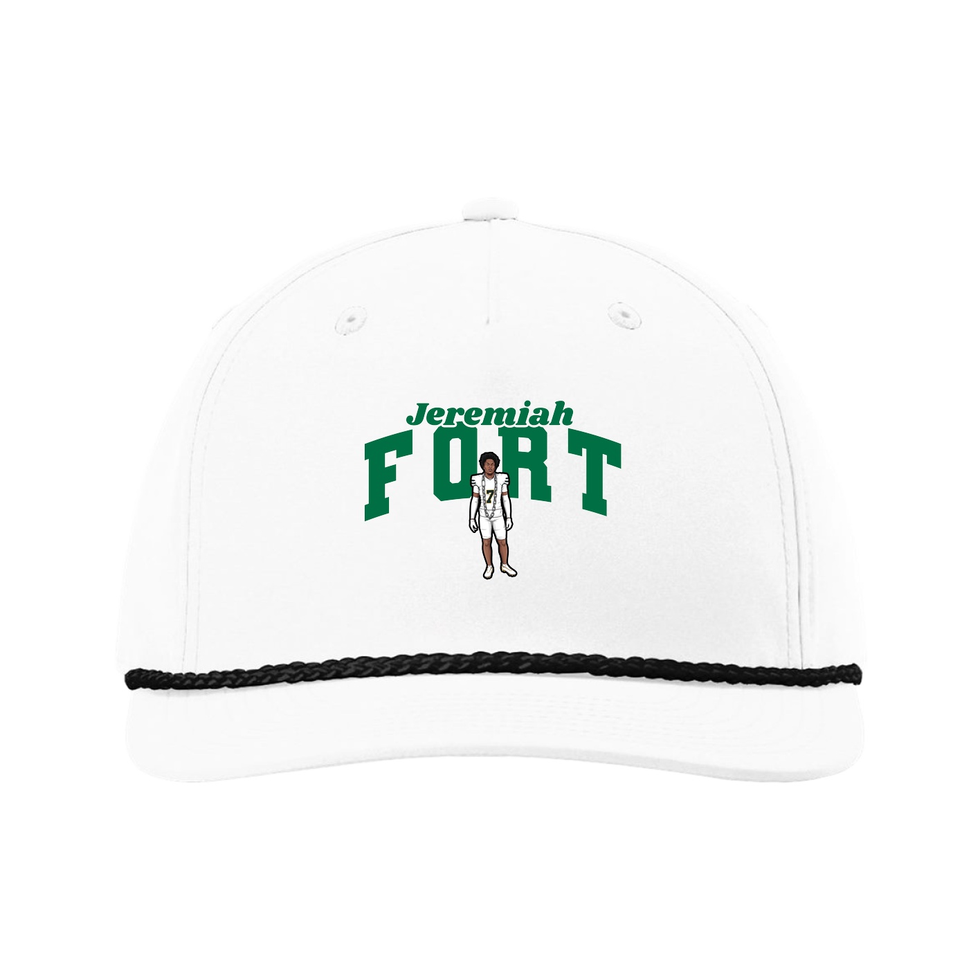 Five-Panel Classic Rope Cap — Signature Arch in White